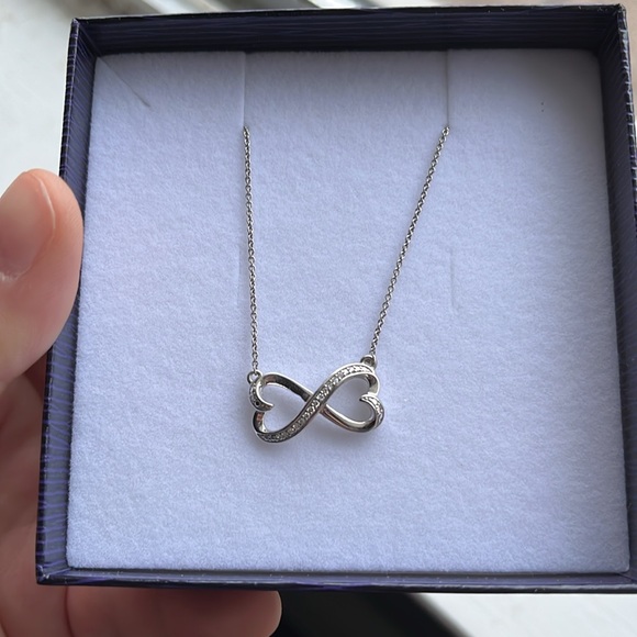 Sterling Silver Diamond Infinity Heart Necklace - Picture 2 of 5